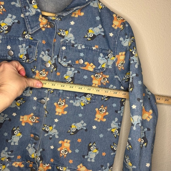 Girls Jean Jacket size XL(14) BLUEY Cartoon Print Denim Bingo Bluey School Coat - Picture 12 of 16